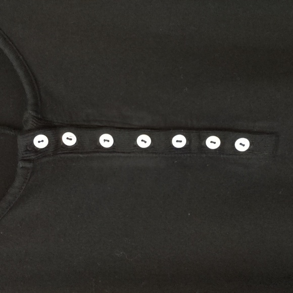 Allen Allen Vintage Ribbed Henley Black A Line Midi Stretchy Dress Minimalist L - Picture 4 of 8